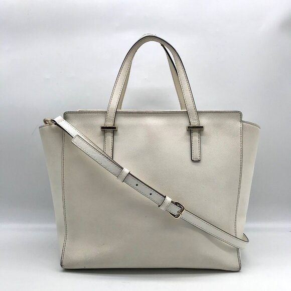 Kate Spade White Saffiano Leather Large Cedar Street Hayden Convertible Satchel - Picture 2 of 11